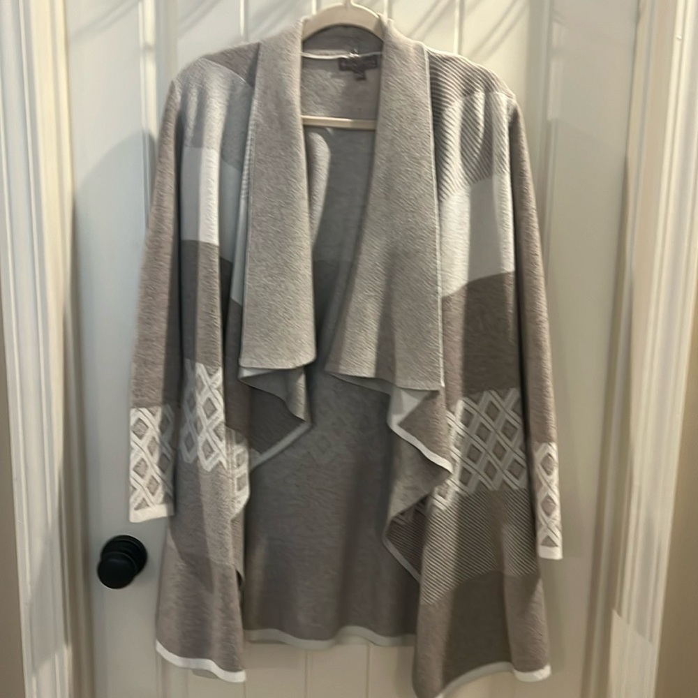 Chiana Graphic Open Drape Cardigan, L, Off-white